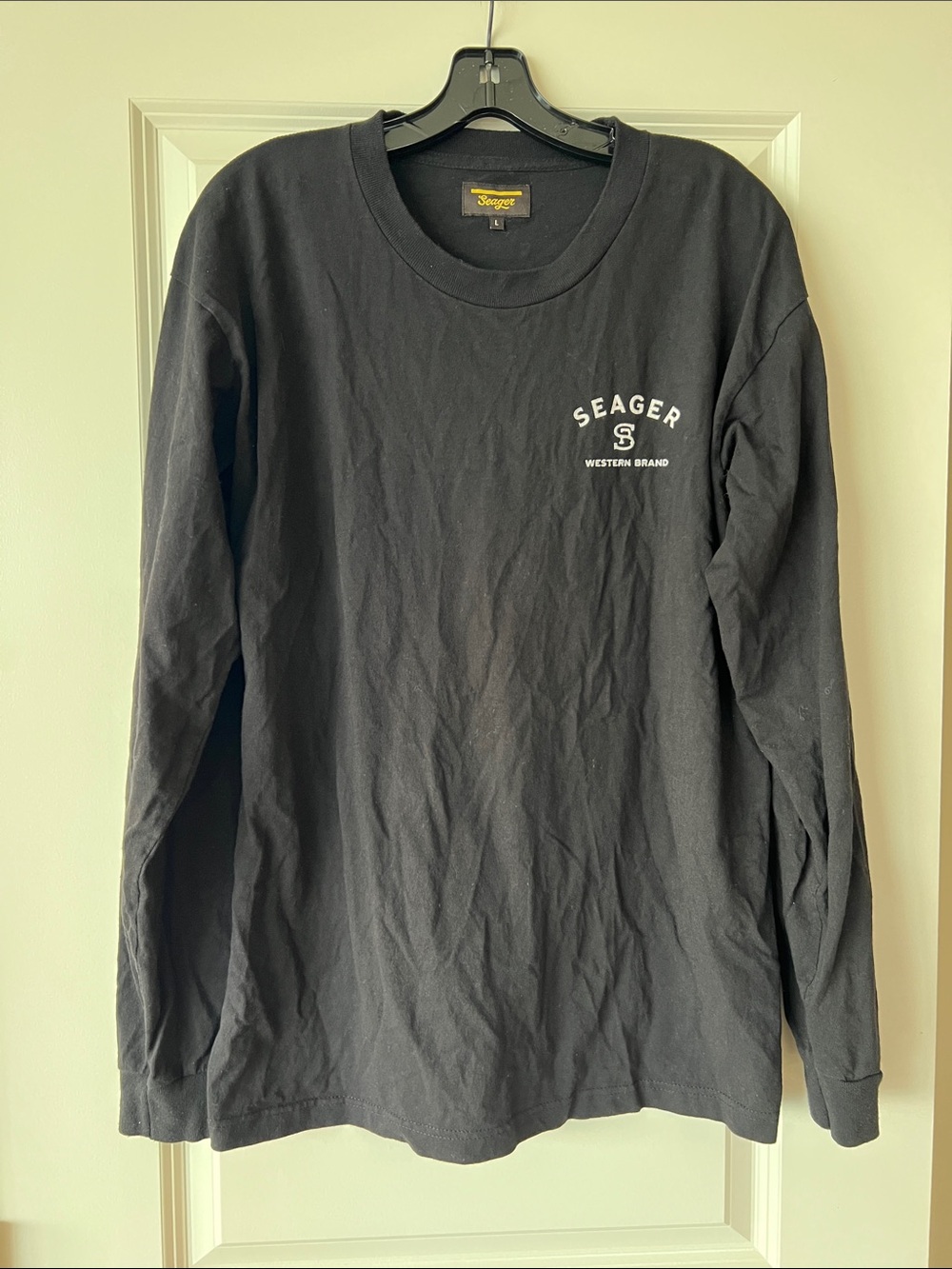 Seager Western Brand Men's Black Long-Sleeve Logo Tee
